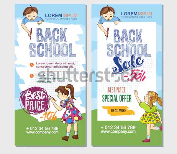 Back to School Flyer Template with Hand Drawn