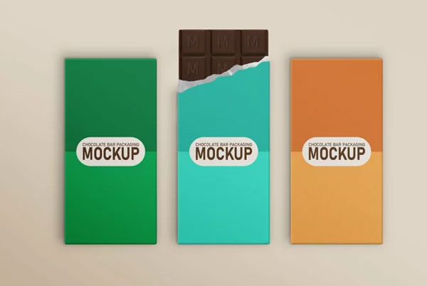 Chocolate Bar Box Packaging Mockup Set