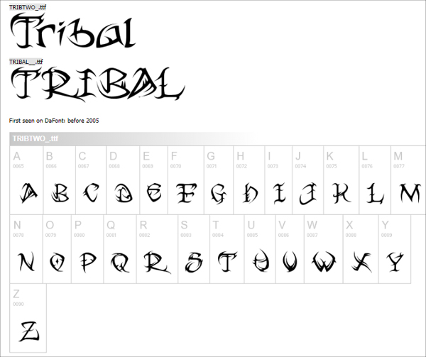 Free Tattoo Tribal Lettering Fonts