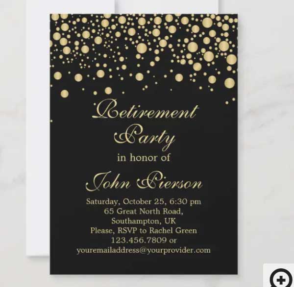 Golden Confetti Retirement Party Invitation Template