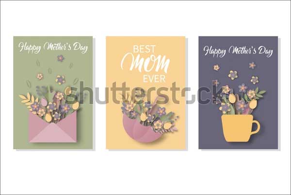 Happy Mothers Day Greeting Cards Set