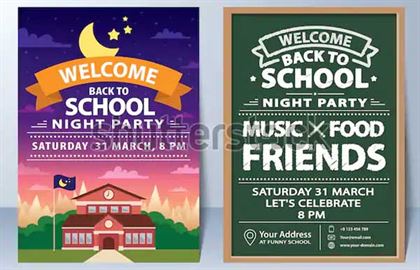 Invitation of Back to School Night Party Flyer Template