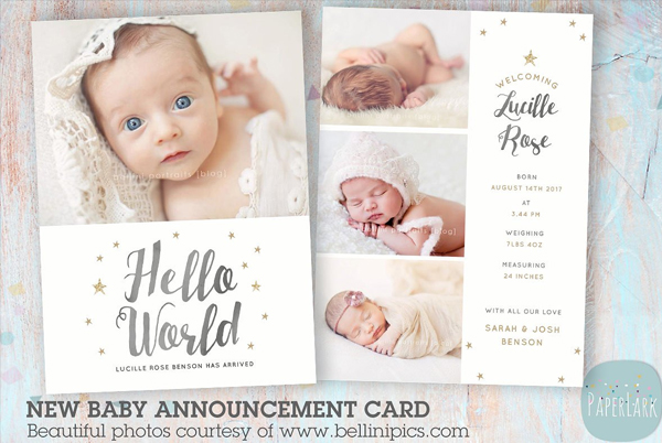 Newborn Baby Card Announcement Template