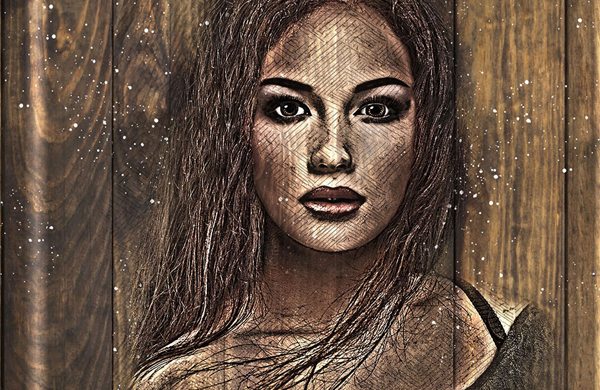 Paint Drawing on Wood Photoshop Action