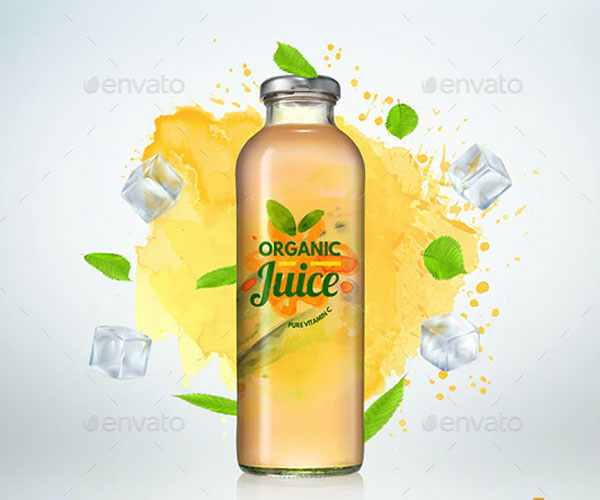 Simple Glass Juice Bottle Mockup