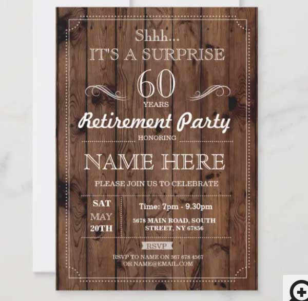Surprise Wood Retirement Party Invitation Template