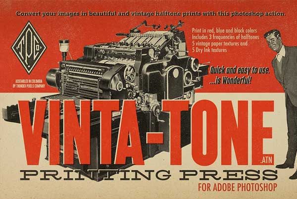 Vintage Tone Printing Press PSD Actions