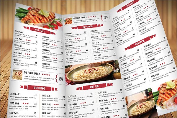 Premium PSD  A menu for a restaurant that is open to the menu.
