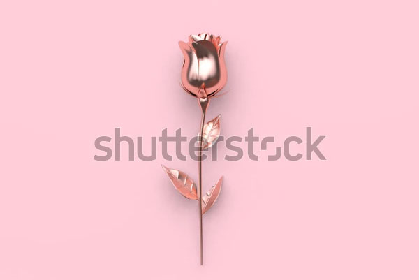 3D Abstract Metallic Pink Rose Models
