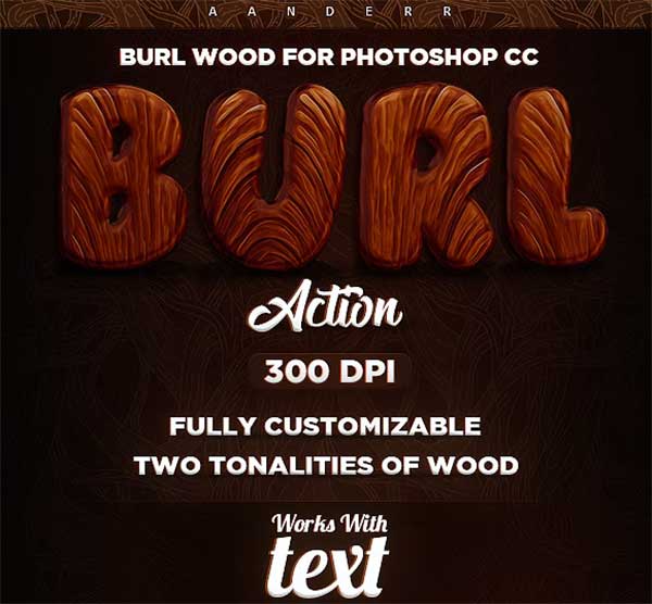 3D Burl Wood Photoshop Action