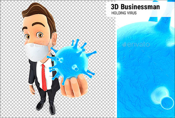 3D Businessman Holding Coronavirus.