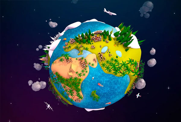 3D Cartoon Lowpoly Earth Planet