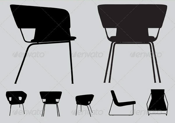 3D Chair Silhouette Set