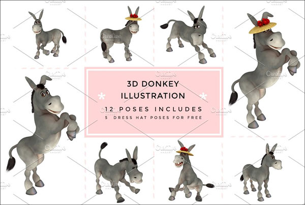 3D Character Animal Donkey