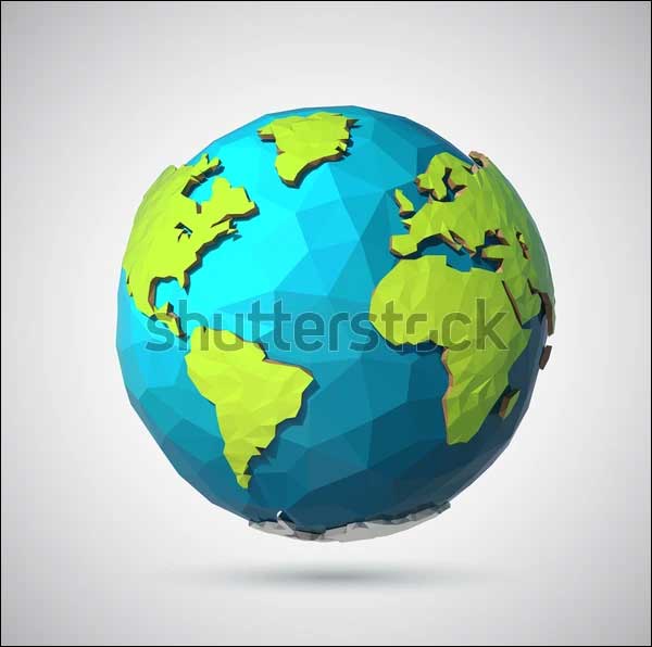 3D Earth Illustration in Low Poly Style