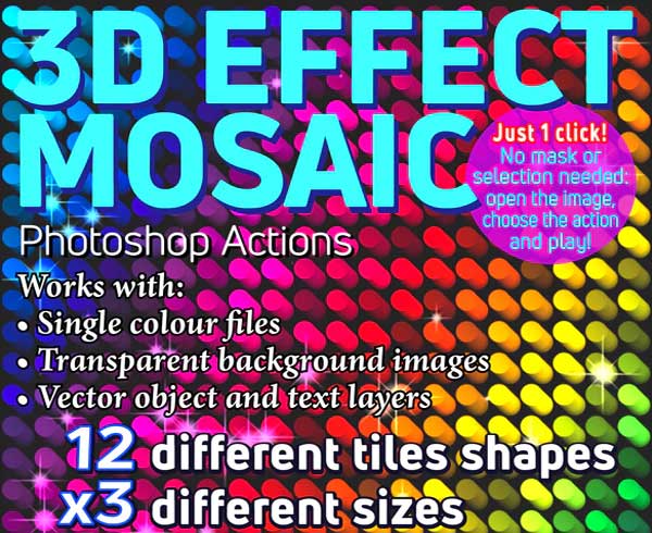 3D Effect Mosaic Photoshop Actions
