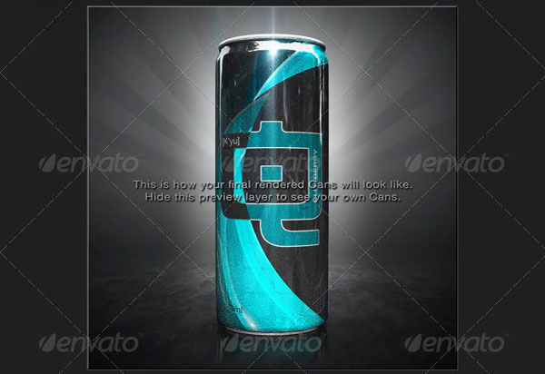 3D Energy Drink Soda Can Mockup