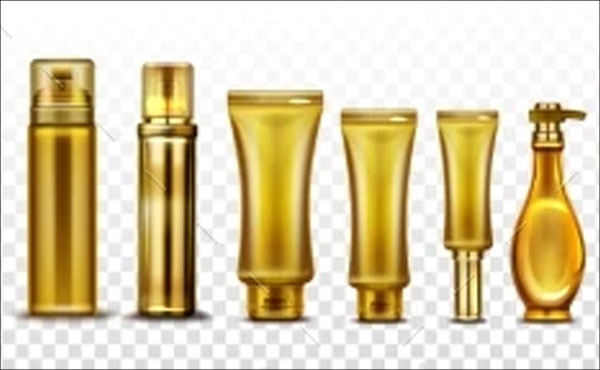 3D Gold Cosmetic Bottles Tubes