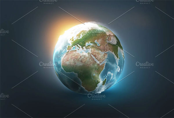 3D Low Poly Planet Earth World for Photoshop
