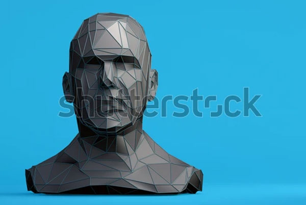 3D Low Poly Style Human Black Head