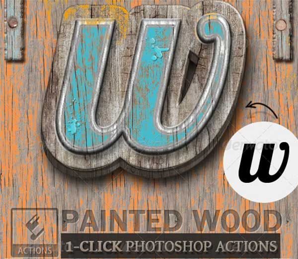 3D Painted Wood Photoshop Actions