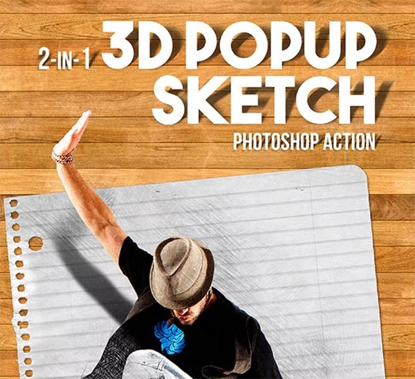 3D Popup Sketch Photoshop Action