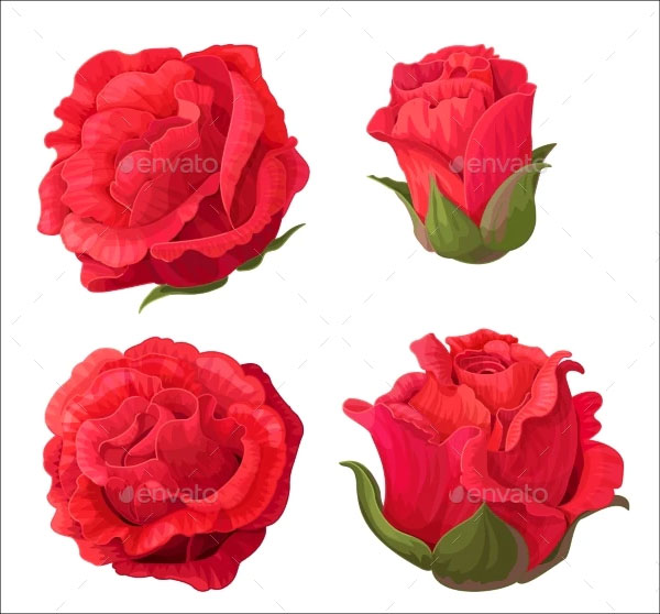 3D Rose Models Clip Art