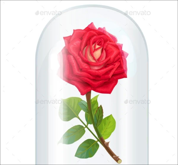 3D Rose Models Glass Flask