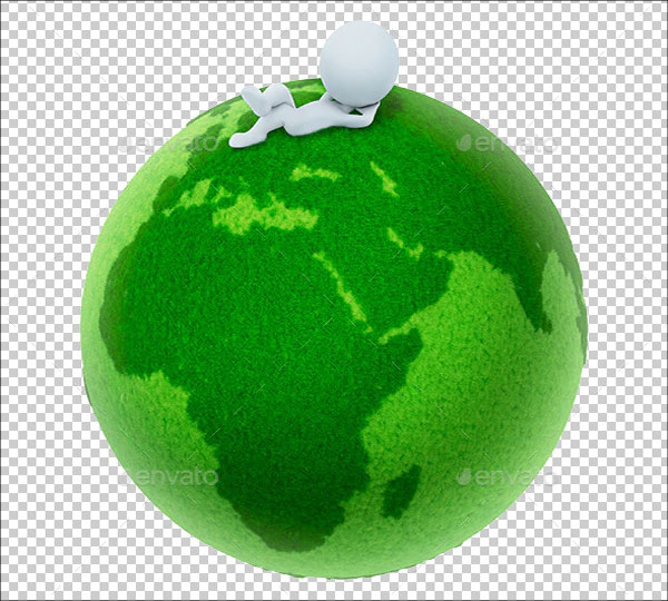 3D Small People Green Earth