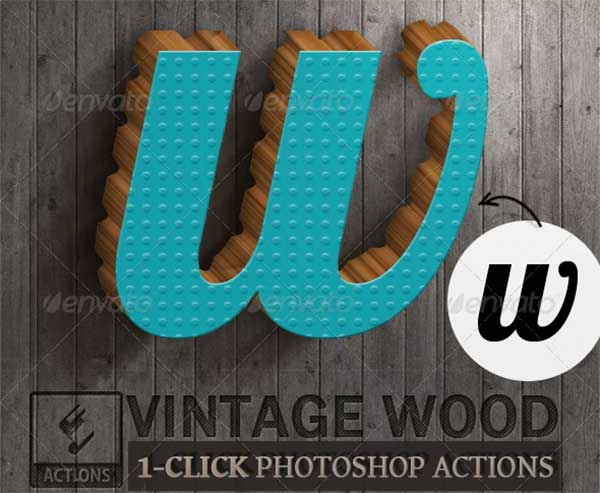 3D Vintage Wood Photoshop Actions