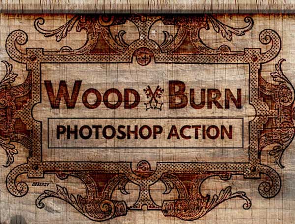 3D Wood Burn Effect Photoshop Action