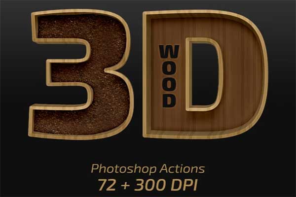 3D Wood Photoshop Actions
