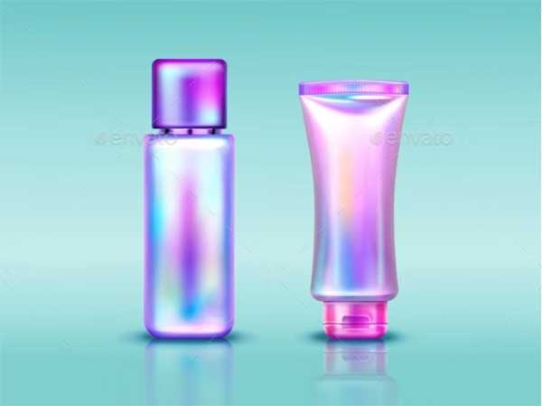 3d Holographic Cosmetics Package Tube and Bottle