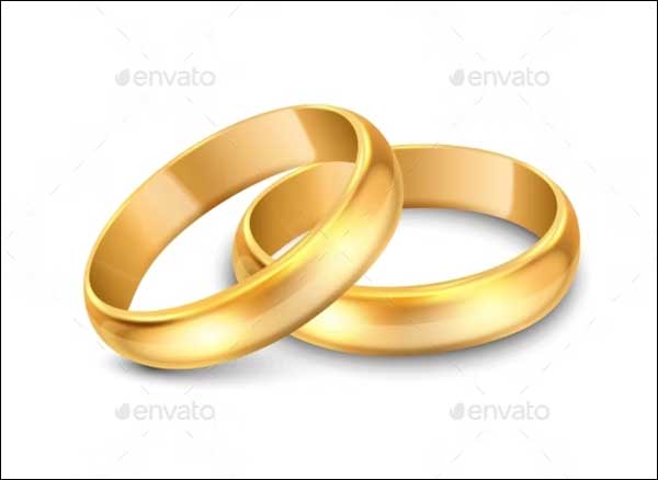 3d Realistic Gold Metal Wedding Ring Mockup