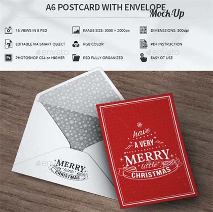 A6 Postcard with Envelope Mock-Up Template