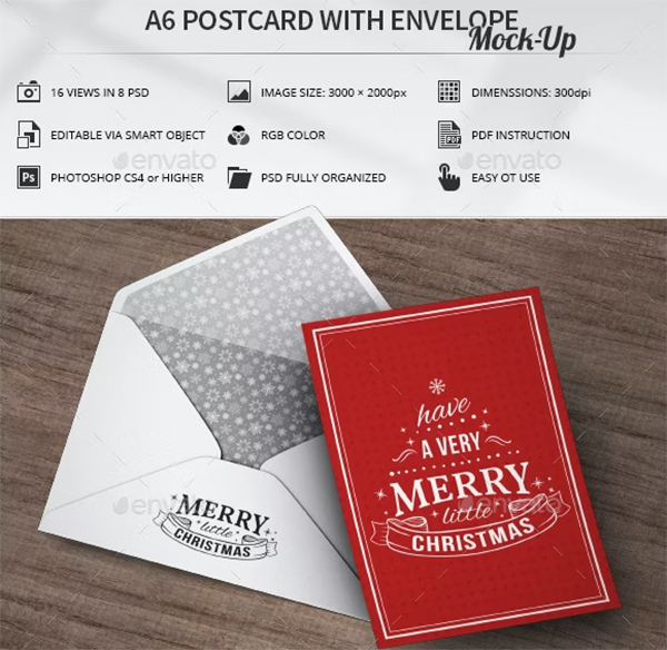 A6 Postcard with Envelope Mock-Up Template