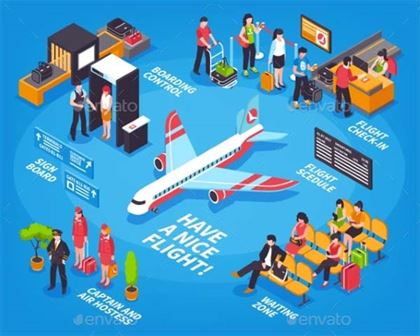 Airport Departure Isometric Infographic Poster Template