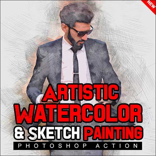 Artistic Watercolor & Sketch Painting Photoshop Action