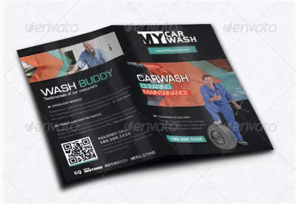 Automobile Carwash Service Bifold Brochure