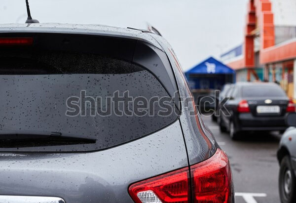 Back Window of Grey Car Mockup