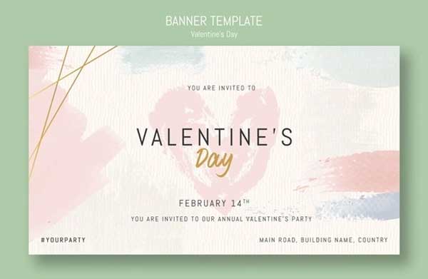 Banner Template Invitation for Valentine's Day Free Psd