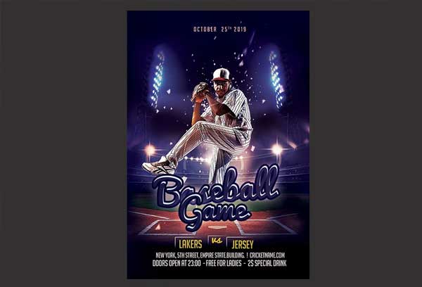 Baseball Game Night Flyer Template