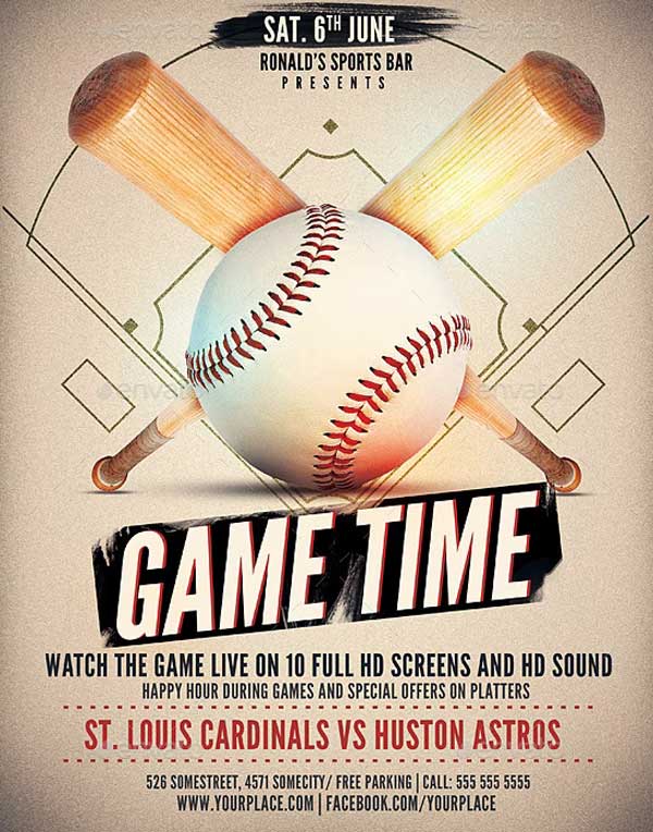 Baseball Game Sports PSD Flyer Template
