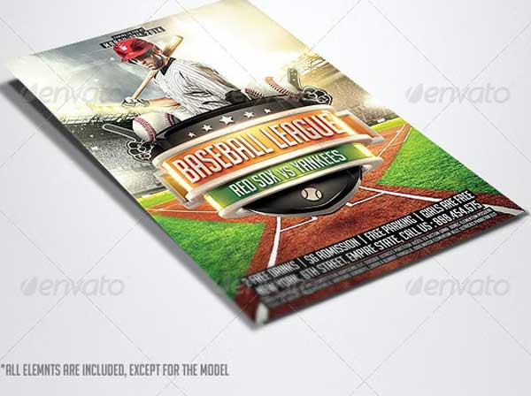 Baseball League PSD Flyer Template