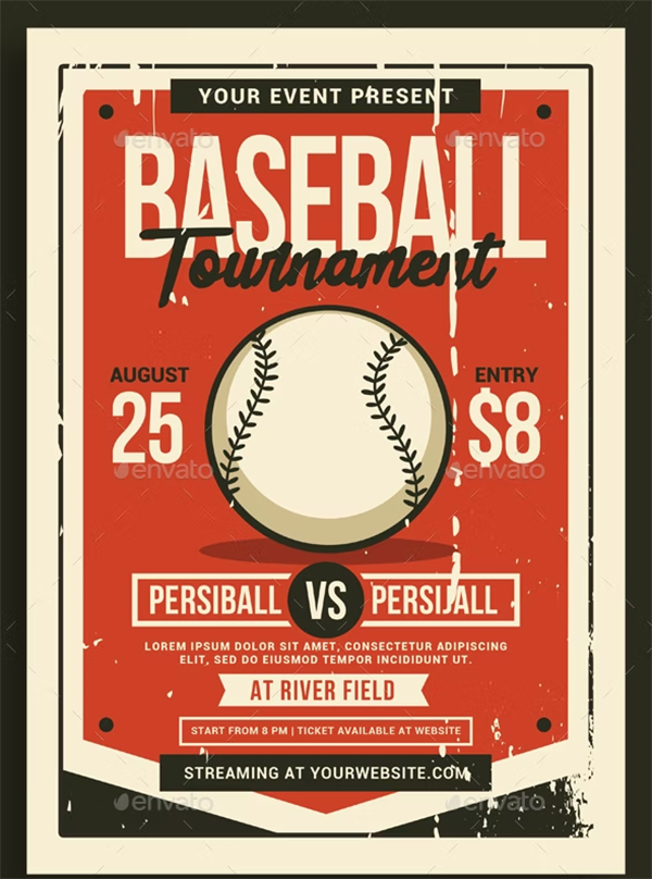 Baseball Tournament Flyer PSD Template