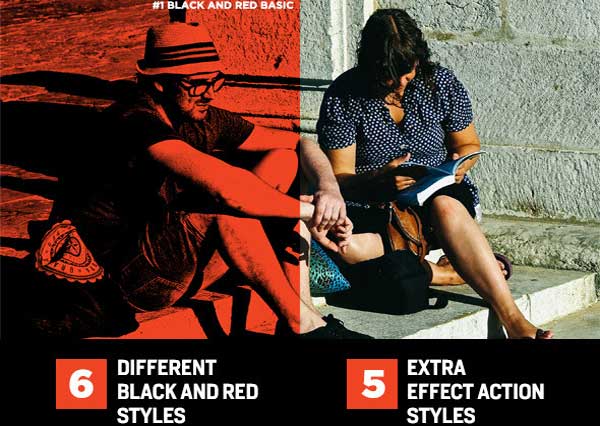 Black and Reddish Photoshop Action Packs