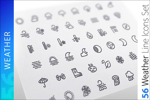 Blank Weather Line Icons Set