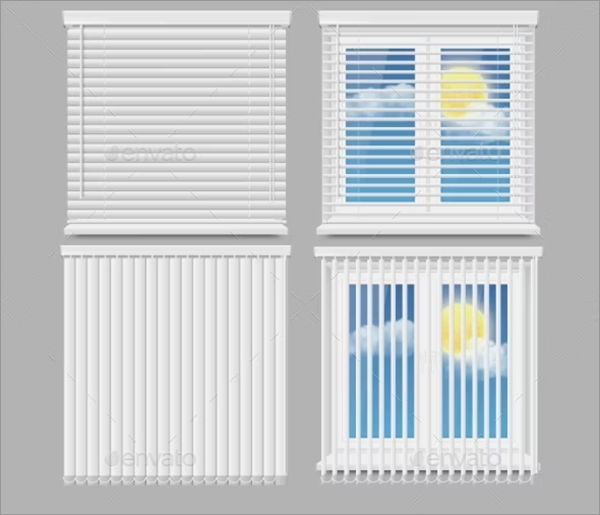 Blind Window Curtains Vector Realistic Mockup Set