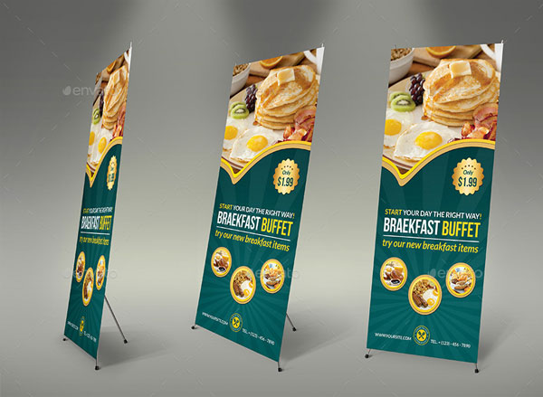 Breakfast Restaurant Rollup Signage Template