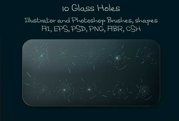 Broken Glass Bullet Holes Photoshop Brushes